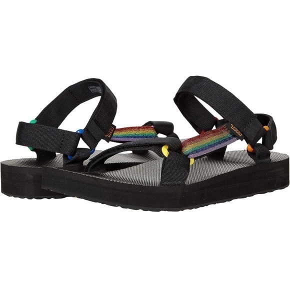 Teva Mid Universal Pride Platform Black/Rainbow‎ Sandal Size 14 Men
